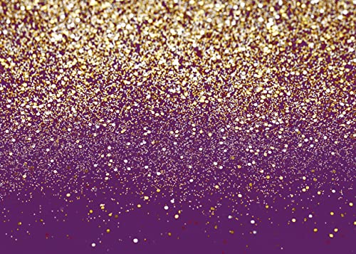 8x6ft Purple Bokeh Backdrop Birthday Gold Spots Bokeh Wedding Prom Graduation Photography Background X-78 - color: Purple gold, size: 8X6ft