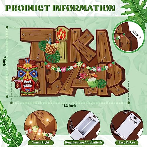 Geetery LED Tiki Bar Sign Wooden Tiki Bar Decor Hawaiian Luau Party Decoration Rustic Table Decorations LED Light Plaque for Aloha Hawaii Tropical Birthday Party Photo Props Patio Home Kitchen