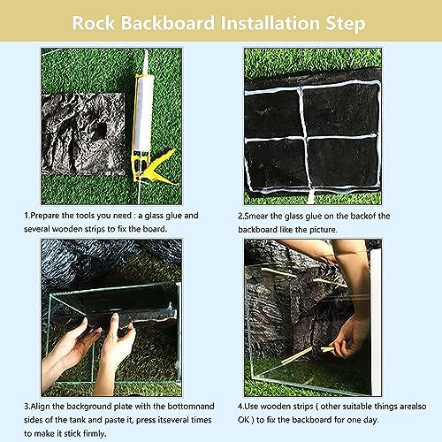 4pcs Rock Terrarium Background,3D Reptile Tank Background Board,Amphibian Stereo Backdrop Wall,Lizard Snake Gecko Spider Chameleon Turtle Fish pet silo Background Decorative Panel - color: yellow