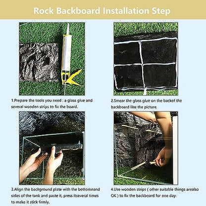 4pcs Rock Terrarium Background,3D Reptile Tank Background Board,Amphibian Stereo Backdrop Wall,Lizard Snake Gecko Spider Chameleon Turtle Fish pet silo Background Decorative Panel - color: yellow