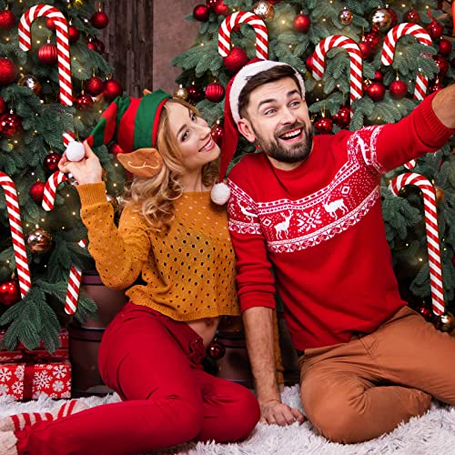 Large Size 8 Pcs 11.8 Inch Christmas Large Candy Canes for Tree Decorations Red and White Giant Candy Cane Props Bulk Xmas Hanging Ornaments Rustic Wood Flat for Party Supplies DIY Crafts Photoshoot - size: 11.8 Inch