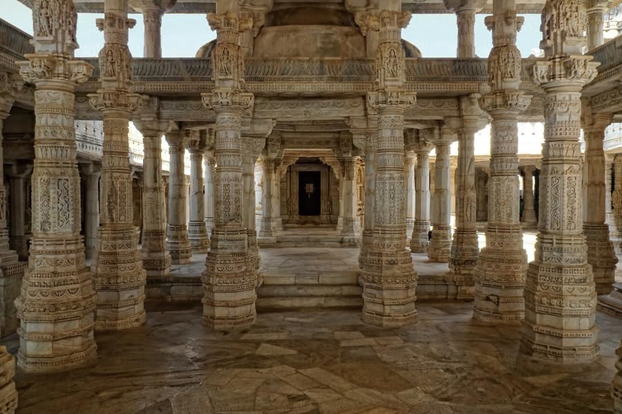 Leyiyi 8x6ft Ancient Indian Temple Photography Backdrop Beautiful Magical Old Indian Temple Background Columns Carved Wall Great Marble Columns Sculptures Backdrop Indian Vinyl Photo Studio Props - size: 8x6ft