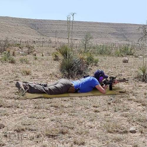 IC ICLOVER Shooting Mat, Tactical Prone Padded Shooting Mats, with 2 Pockets & Molle Webbings & Bipod Holder, Extra Large Non-Slip Waterproof Foldable Pad Blanket for Long Range Rifle Shooting Hunting