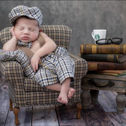 Newborn Baby Boy Suspender Pants Photo Outfits Gentleman Photography Outfit Girl - color: Grey4