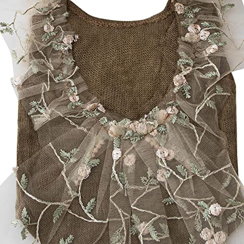 Zeroest Baby Photography Props Lace Hats Outfit Newborn Photo Shoot Outfits Infant Photos Baby Girl Photoshoot - color: Brown