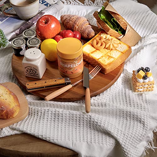 Acacia Wood Lazy Susan Wood Turntable Tray Cabinet Organizer, 12" (Two Pieces) - size: 12"-2pc-wood