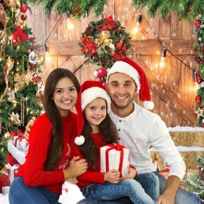 CHAIYA 10x10ft Christmas Backdrop Christmas Barn Door Photography Backdrop Xmas Tree Snow Wall Background Xmas Party Supplies Family Kids Party Banner Decorations Backdrops CY177 - size: 10′x10′