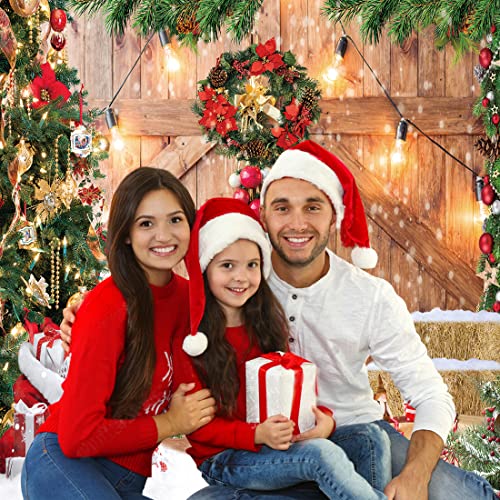 CHAIYA 10x10ft Christmas Backdrop Christmas Barn Door Photography Backdrop Xmas Tree Snow Wall Background Xmas Party Supplies Family Kids Party Banner Decorations Backdrops CY177 - size: 10′x10′