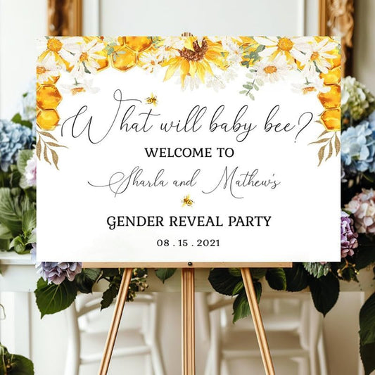 Personalized Gender Reveal Welcome Sign, Custom He Or She Baby Shower Signage, Custom Indoor Outdoor Party Decor, Unique Baby Gender Reveal Decorations, Boy Or Girl Event Banner, Poster Canvas - color: 8