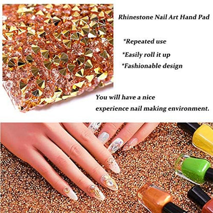 EBANKU Shiny Nail Table Mat, Nail Art Hand Rest Pad for Cushion Pillow, Washable Portable Nail Art Manicure Tool Practice Cushion Pad（Yellow） - color: Yellow