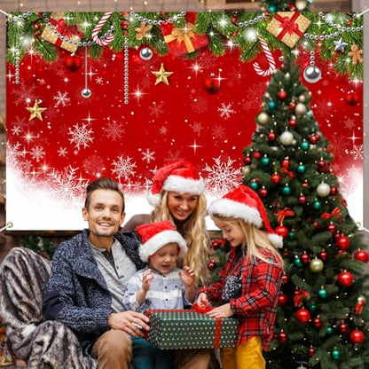 Mocsicka 7x5ft Christmas Backdrop Xmas Party Decorations for Family Holiday Photo Booth Props Snowflake Christmas Background Holiday Party Photo Prop Supplies - size: 7x5ft