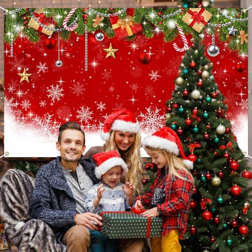 Mocsicka 7x5ft Christmas Backdrop Xmas Party Decorations for Family Holiday Photo Booth Props Snowflake Christmas Background Holiday Party Photo Prop Supplies - size: 7x5ft
