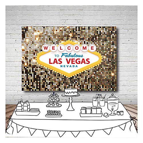 Welcome to Las Vegas Photography Backdrops 7x5ft Vinyl Fabulous Casino Poker Movie Themed Vintage Costume Dress-up Birthday Prom Ceremony Photo Background Studio Booth Props Supplies - size: 7x5 FT