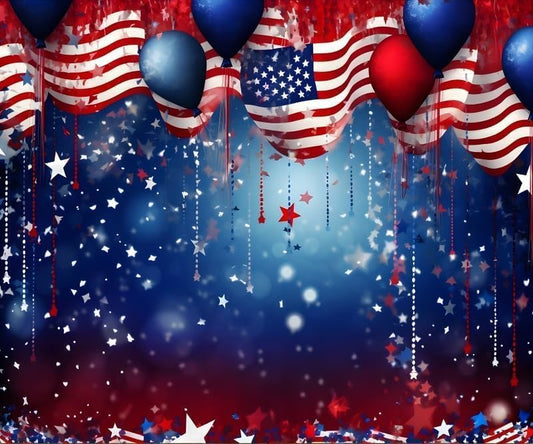4th of July Backdrop Patriotic Backdrop American Flag Independence Day Veteran Day Banner Favors Red White Blue Stars Balloons Bokeh Photo Background Studio Props 9x6ft - color: Deep Blue, size: 9x6ft