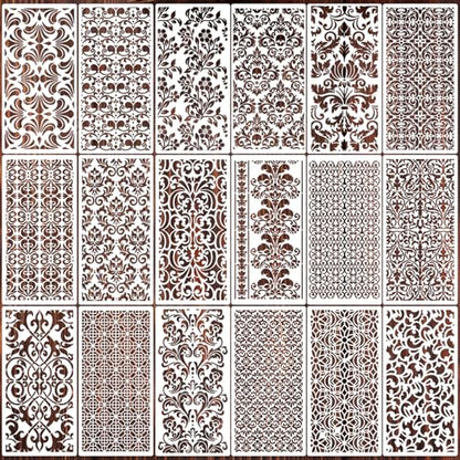 Damask Stencils for Crafts Reusable Texture Stencils Mixed Media Stencil Background Drawing Templates for Painting on Wood Wall Fabrics Crafts Furniture - style: Damask