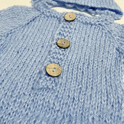 2Pcs Newborn Photography Props Boy Photo Posing Outfits Baby Photoshoots Girl Crochet Bear Hat Romper - color: Blue