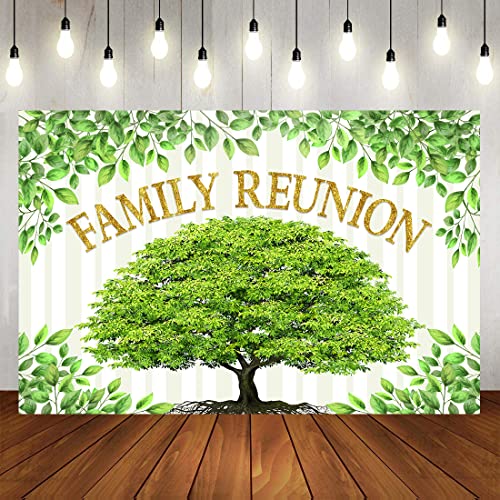Family Reunion Backdrop, Family Tree Members Theme Photo Backdrop Vinyl 10x8ft Green Tree Family Gather Welcome Party Photography Backdrops Rod-Pocket Props, BJLSGU97 - size: 10x8ft