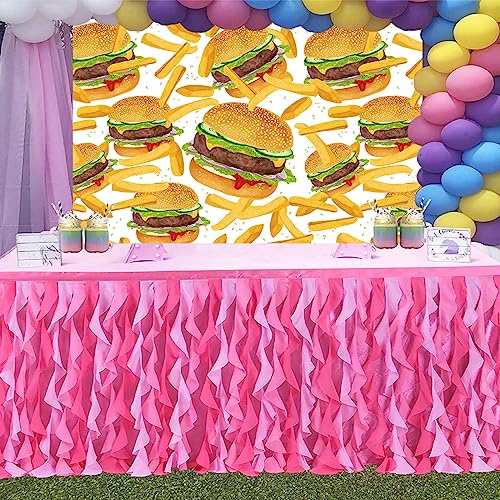 Hamburger French Fries Backdrop, 10x10ft, Fast Food Photograhy Background Birthday Party Supplies Burger Shop Decoration Banner Photo Booth Props BJOKPR0926 - size: 10x10