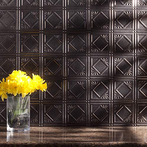 FASÄDE Traditional Style/Pattern 4 Decorative Vinyl Backsplash Panel in Smoked Pewter (6X6 Inch Sample) - color: Smoked Pewter, size: 6X6 Inch Sample