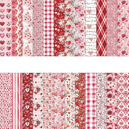 6in Red Flowers Scrapbook Paper Pad - 24 Sheets Double Sided Valentine Aesthetic Patterns for Photos Album Journals Decoupage Card Making DIY Crafts Anniversary Gifts Wrapping Material - color: Romantic love