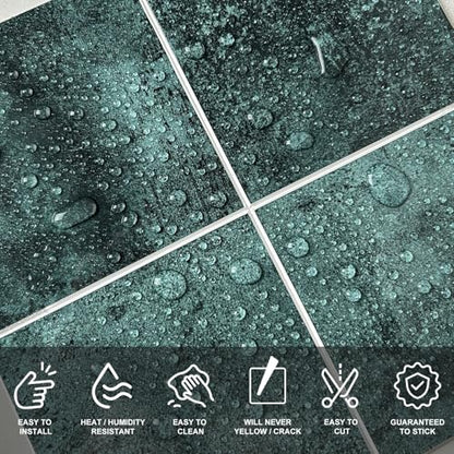Peel and Stick Tiles for Kitchen Backsplash, New Upgrade Design 9" x9" SPC Square Marble Tiles, Marble Green Premium Mosaic Tiles(5-Sheet) - color: Green, size: 5-sheet