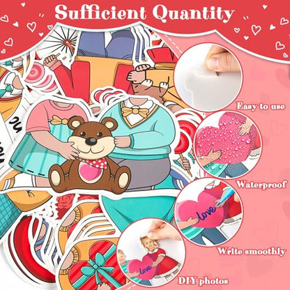 60pcs Valentine's Day Theme DIY Cutouts Couple Bulletin Board Decoration Set Couple Paper Cut-Outs Classroom Decor for Valentines Classroom DIY Photo Craft Party School Wall Door Supplies - style: Valentine's Day Couple