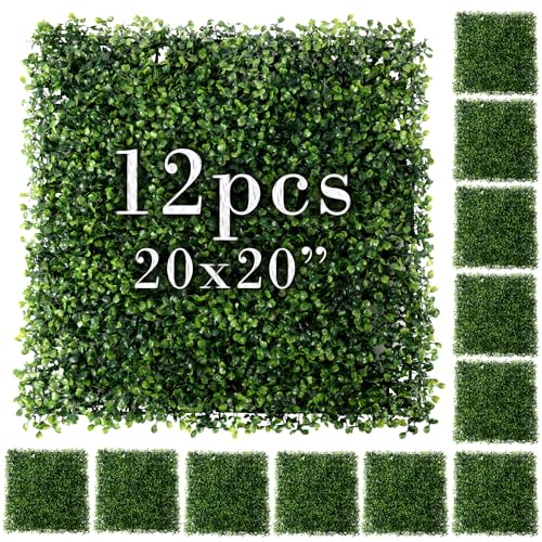 Houseables Grass Wall Panels, Boxwood Panels, Greenery Wall, Grass Backdrop, Greenery Backdrop, Artificial Green Decor, Faux Hedge, Fake Plant Squares, Indoor and Outdoor Decoration, 20"x20", 12 Pack - color: Boxwood Panels