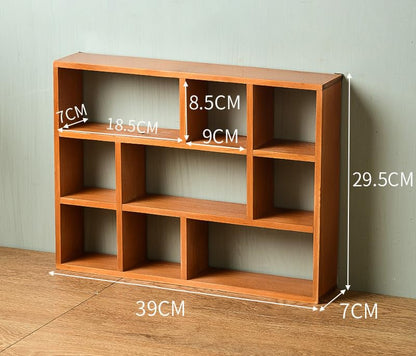 Shadow Box Display Shelf, Wall Mounted Wooden Hanging Display Shelf Floating Shelf Perfect for Little Figurines, Multi-Slot Wall Collection Freestanding Farmhouse Decor Display Case (Style I, Brown) - size: 9 Slot