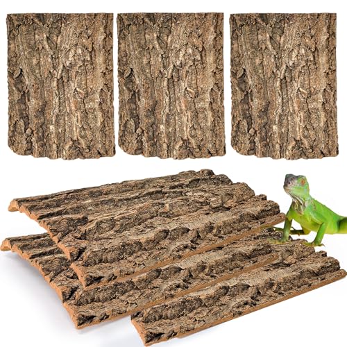 Hamiledyi Cork Terrarium Background 11.8x7.9in 6PCS Natural Reptile Cork Bark Flats Terrarium Board Bearded Dragon Climbing Wall Mat Tank Decor for Lizard Chamelon Snake Turtle Spider Crested Gecko - size: 6PCS-11.8x7.9in