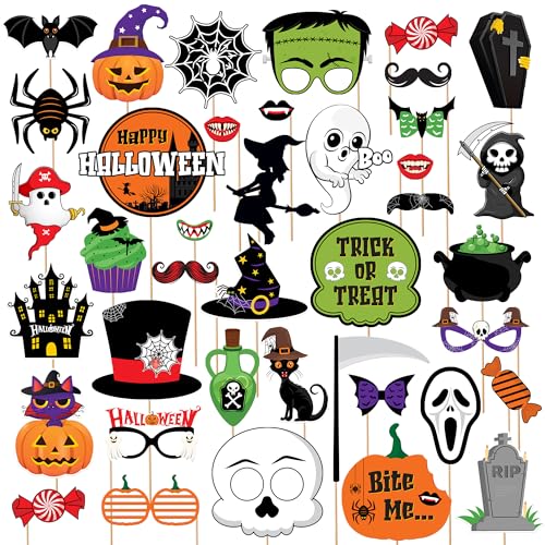 KatchOn, Scary Halloween Photo Booth Props - Large, Pack of 40 | Halloween Photo Props for Horror Party Decorations | Props for Photoshoot - color: Multi Color