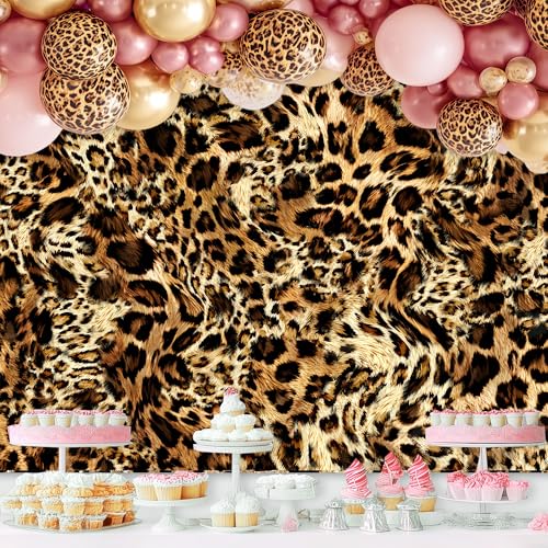 Leopard Print Backdrop Cheetah Print Tapestry 7Wx5H Feet Fabric Polyester Skin Black Brown Fur Spots Wild Safari Powerful Panthera Wildlife Photography Background Banner Photo Shoot Decor Prop - color: D-01leopard, size: 7Wx5H