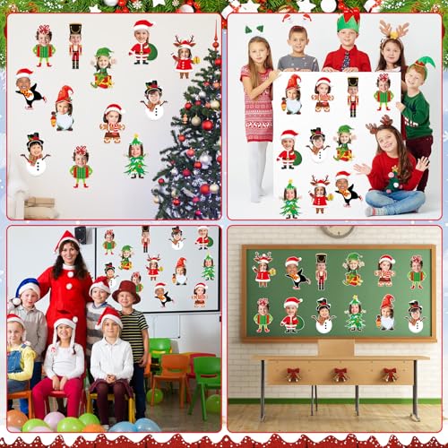 60pcs Christmas Theme Cutouts Xmas Holiday Bulletin Board Decorations Xmas Theme Claus Paper Cut-Outs Classroom Decor for Christmas Classroom DIY Craft Photo Wall Door Winter Party Supplies - style: Christmas