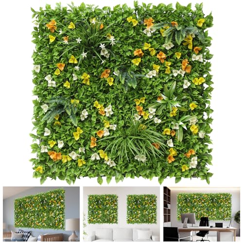 TANG 40"x40"-1PC Artificial Greenery Boxwood Panels Grass Wall Panel, Faux Privacy Fence Ivy Screens Backdrop Fake Hedge for Indoor Outdoor Wedding Décor, Style-6 - color: 40"x40" Panel-6, size: 40"x40"