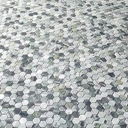 Stone Center Online Sagano Vibrant Green Marble 1 inch Hexagon Mosaic Tile Honed Kitchen Bath Wall Floor Backsplash Shower (1 Sheet)