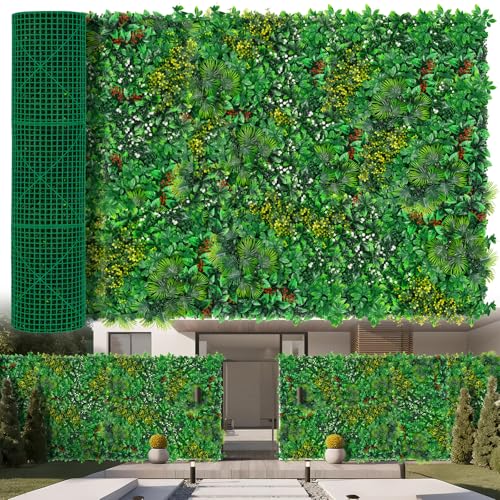 Yangrass Grass Wall Panels, Artificial Hedge Panels Greenery Wall, UV Protected Faux Grass Backdrop Privacy Fence Screen, Greenery Wall for Outdoor Indoor Garden Birthday Wedding Decor - color: Tropical Leave, size: 60x120 in 1pcs