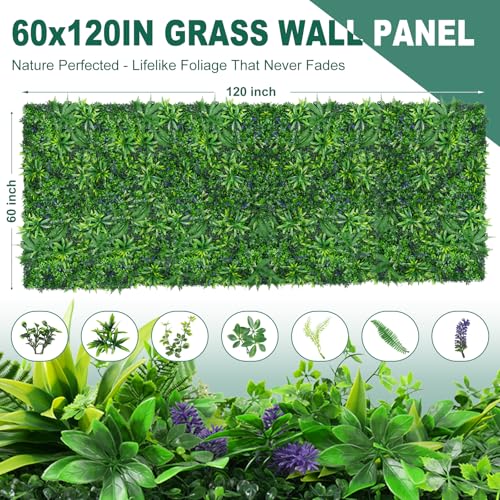 Yangrass Greenery Grass Wall Panels, 60"x120"(50 SQFT) Artificial Tropical Boxwood Roll, UV-Anti Plant Wall Panels Privacy Hedge Fence Screen for Wedding Garden Patio Balcony Decor - color: Money Tree Leaves, size: 60x120 in 1pcs