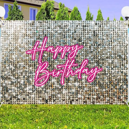 Birthday Party Backdrop 6X4 fLarge Photography Background for Girls Women Princess Theme Birthday Party Decoration,Party Photo Booth Banner Props Supplies Pink Neon Sign - size: 6X4 ft