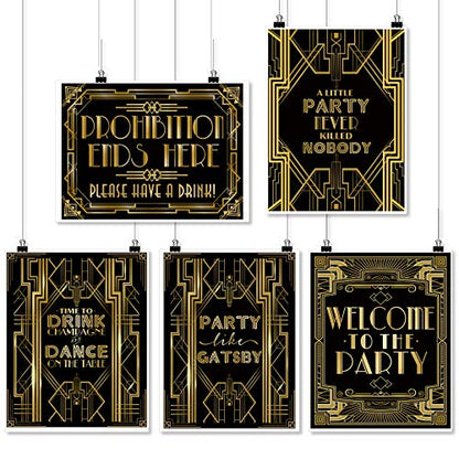 Roaring 20s Poster Photo Booth Props Sign 16x12inch A3 5-Pack - color: 5-in-set