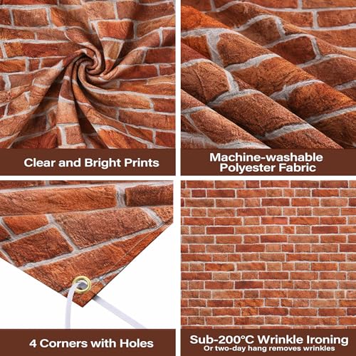 Stone Wall Backdrop Medieval Decor - 7x5ft Brick Wall Scene Setter Wallpaper Curtains Door Tablecloth Photo for Medieval Castle Winter Halloween Retro Red Backdrop for Wizard Party - style: Stone Wall