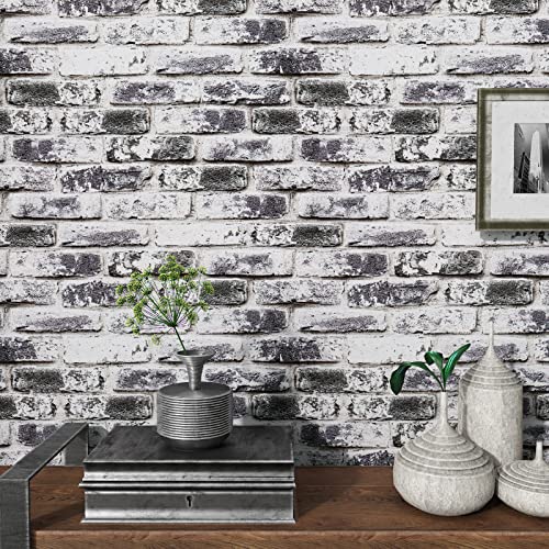VaryPaper Distressed Grey Brick Wallpaper Peel and Stick Wallpaper 17.7''x78.7'' 3D Textured Faux Brick Wallpaper Removable Self Adhesive Brick Contact Paper for Walls Kitchen Backsplash Fireplace - color: Gray, size: 17.7" x 78.7"
