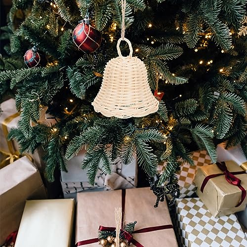 HOMSFOU Holiday Decorations Holiday Bell Ornament Wicker Ball Christmas Ornaments Rustic Hanging Bells Christmas Jingle Bells Tree Pendant Xmas Halloween Child Doorbell Indonesian Rattan