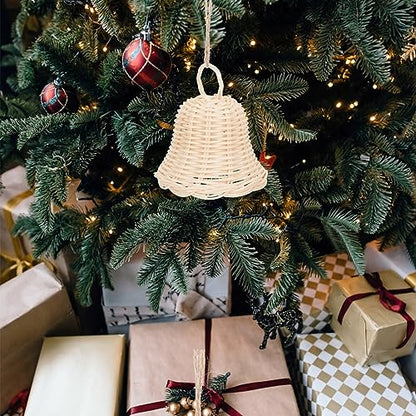 HOMSFOU Holiday Decorations Holiday Bell Ornament Wicker Ball Christmas Ornaments Rustic Hanging Bells Christmas Jingle Bells Tree Pendant Xmas Halloween Child Doorbell Indonesian Rattan
