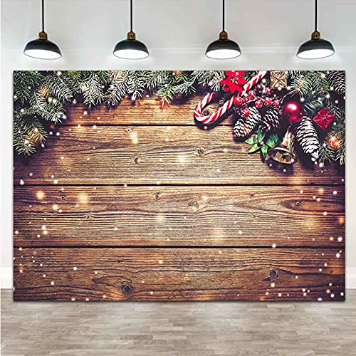 Winter Snowflake Gold Glitter Christmas Wooden Wall Holiday Photo Background 7X5ft Vinyl Xmas Party Photography Backdrops Kids Portrait Family Party Photo Studio Booth Props