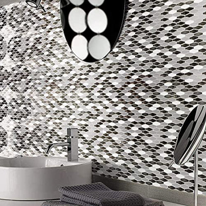 Art3d 12" x 12" x 0.06" (Pack of 6) Wall Panel Marble, Black/White - color: Black/White