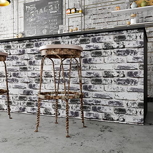 VaryPaper Distressed Grey Brick Wallpaper Peel and Stick Wallpaper 17.7''x78.7'' 3D Textured Faux Brick Wallpaper Removable Self Adhesive Brick Contact Paper for Walls Kitchen Backsplash Fireplace - color: Gray, size: 17.7" x 78.7"