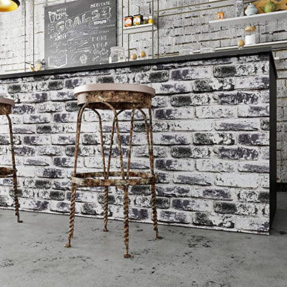VaryPaper Distressed Grey Brick Wallpaper Peel and Stick Wallpaper 17.7''x78.7'' 3D Textured Faux Brick Wallpaper Removable Self Adhesive Brick Contact Paper for Walls Kitchen Backsplash Fireplace - color: Gray, size: 17.7" x 78.7"