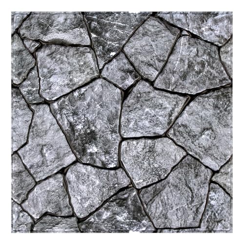 COMSTICKC 3D Faux Stone Wall Panel Peel and Stick Wall Tiles, 10 Pcs of 12"X12", Ultra-Light Thin PVC Rock Adhesive Fake Stone Wallpaper Paneling Backsplash Interior Decor, Dark Gray - color: Dark Gray
