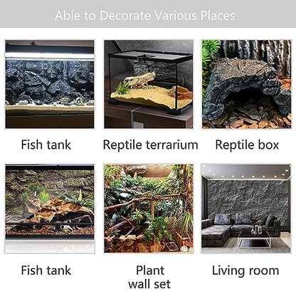 4pcs Rock Terrarium Background,3D Reptile Tank Background Board,Amphibian Stereo Backdrop Wall,Lizard Snake Gecko Spider Chameleon Turtle Fish pet silo Background Decorative Panel - color: grey