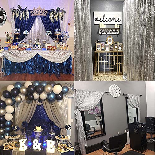 Silver Sequin Backdrop Curtains 2FTx8FT 2 Panels Sparkle Backdrop Curtain Drapes Glitter Backdrop Photo Background for Wedding Baby Shower Xmas Birthday Parties - color: Silver, size: 2FTx8FT-2PCS