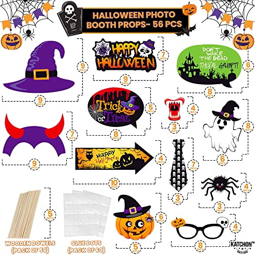 KatchOn Halloween Photo Booth Props - 56 Pack | Hocus Pocus Witch Photo Booth Props - color: Orange and Black